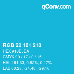 Color code: RGB 22 181 218 | qconv.com