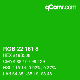 Color code: RGB 22 181 8 | qconv.com