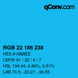颜色代码: RGB 22 186 238 | qconv.com