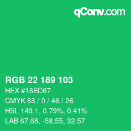 Color code: RGB 22 189 103 | qconv.com