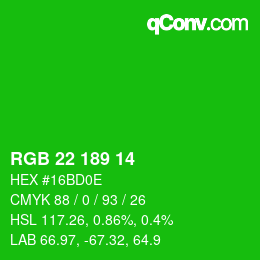 Color code: RGB 22 189 14 | qconv.com