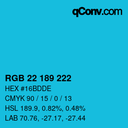 Color code: RGB 22 189 222 | qconv.com
