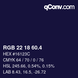 カラーコード: RGB 22 18 60.4 | qconv.com