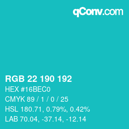 Color code: RGB 22 190 192 | qconv.com
