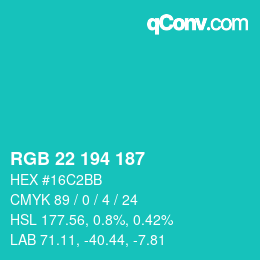 Color code: RGB 22 194 187 | qconv.com