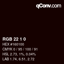 颜色代码: RGB 22 1 0 | qconv.com