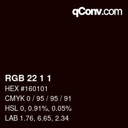 カラーコード: RGB 22 1 1 | qconv.com