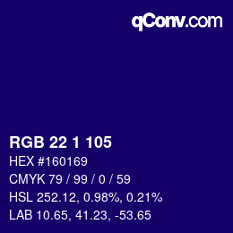 カラーコード: RGB 22 1 105 | qconv.com
