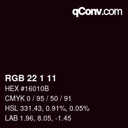 Color code: RGB 22 1 11 | qconv.com