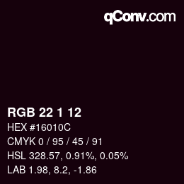 Color code: RGB 22 1 12 | qconv.com