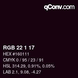 Color code: RGB 22 1 17 | qconv.com