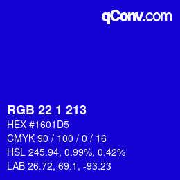 Color code: RGB 22 1 213 | qconv.com