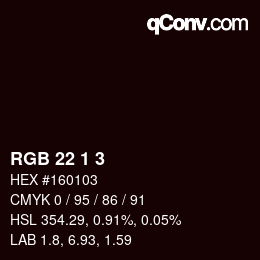 Color code: RGB 22 1 3 | qconv.com