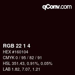 カラーコード: RGB 22 1 4 | qconv.com