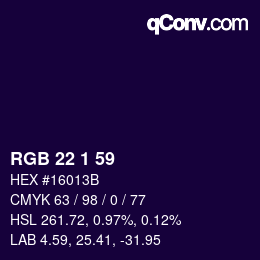 カラーコード: RGB 22 1 59 | qconv.com