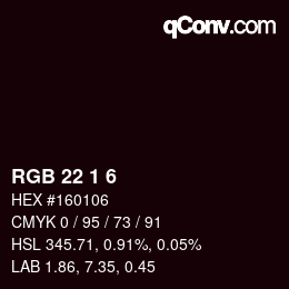 Color code: RGB 22 1 6 | qconv.com