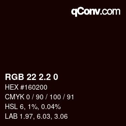 カラーコード: RGB 22 2.2 0 | qconv.com