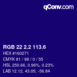 カラーコード: RGB 22 2.2 113.6 | qconv.com