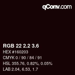 カラーコード: RGB 22 2.2 3.6 | qconv.com