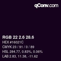 カラーコード: RGB 22 2.6 28.6 | qconv.com