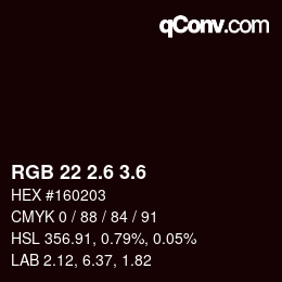 カラーコード: RGB 22 2.6 3.6 | qconv.com