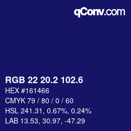 カラーコード: RGB 22 20.2 102.6 | qconv.com
