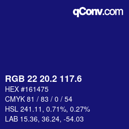 カラーコード: RGB 22 20.2 117.6 | qconv.com