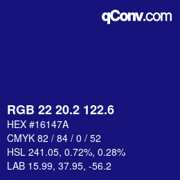 カラーコード: RGB 22 20.2 122.6 | qconv.com