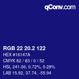 Color code: RGB 22 20.2 122 | qconv.com