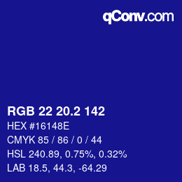 Color code: RGB 22 20.2 142 | qconv.com