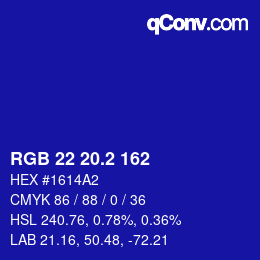 カラーコード: RGB 22 20.2 162 | qconv.com