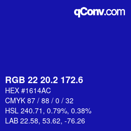 カラーコード: RGB 22 20.2 172.6 | qconv.com