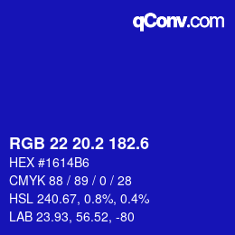 カラーコード: RGB 22 20.2 182.6 | qconv.com