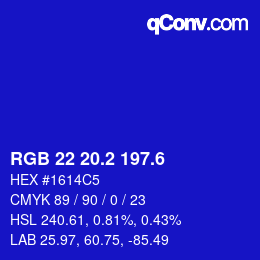 カラーコード: RGB 22 20.2 197.6 | qconv.com