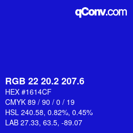 カラーコード: RGB 22 20.2 207.6 | qconv.com