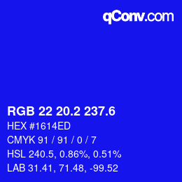 カラーコード: RGB 22 20.2 237.6 | qconv.com