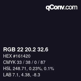 カラーコード: RGB 22 20.2 32.6 | qconv.com
