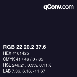カラーコード: RGB 22 20.2 37.6 | qconv.com