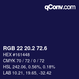 カラーコード: RGB 22 20.2 72.6 | qconv.com