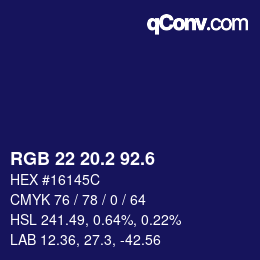 カラーコード: RGB 22 20.2 92.6 | qconv.com