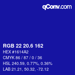 カラーコード: RGB 22 20.6 162 | qconv.com