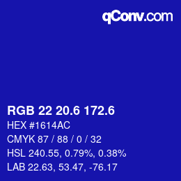 カラーコード: RGB 22 20.6 172.6 | qconv.com