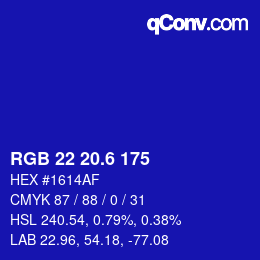 カラーコード: RGB 22 20.6 175 | qconv.com