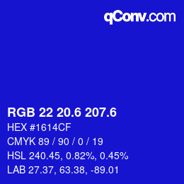 カラーコード: RGB 22 20.6 207.6 | qconv.com