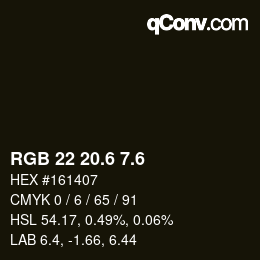 カラーコード: RGB 22 20.6 7.6 | qconv.com