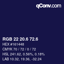 カラーコード: RGB 22 20.6 72.6 | qconv.com
