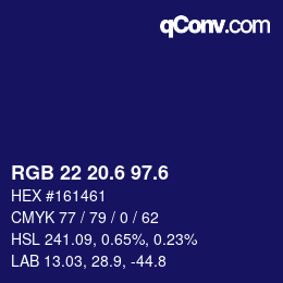 カラーコード: RGB 22 20.6 97.6 | qconv.com