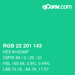 Farbcode: RGB 22 201 143 | qconv.com