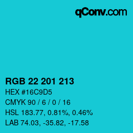 Color code: RGB 22 201 213 | qconv.com