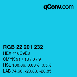 Color code: RGB 22 201 232 | qconv.com